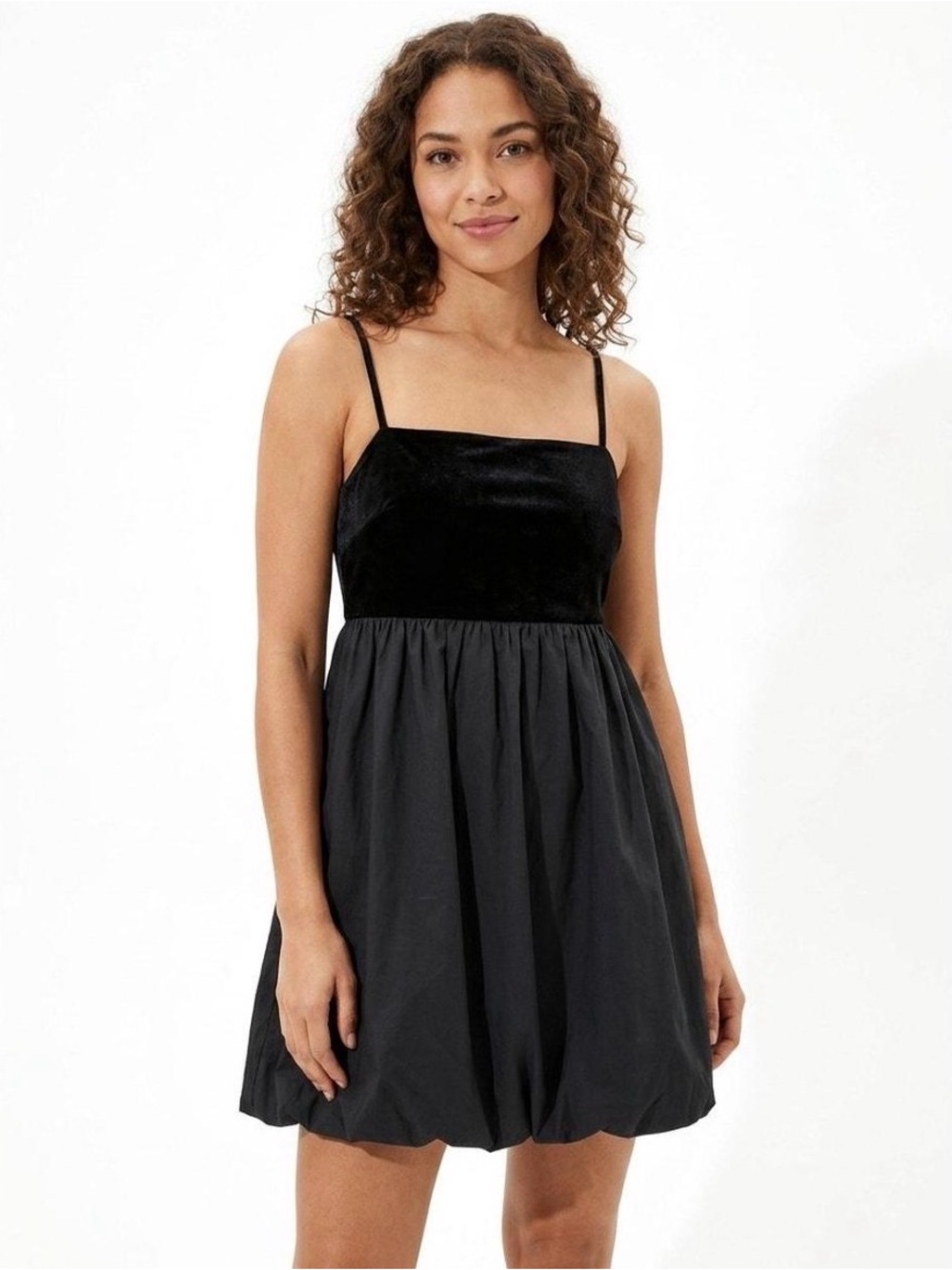 American Eagle Outfitters Black Velvet Bodice Mini Dress with Bubble Skirt